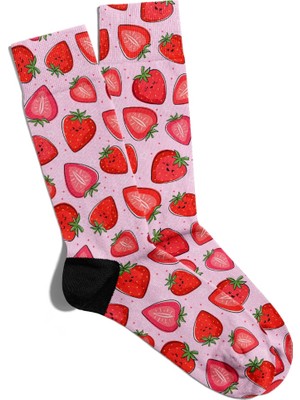 Eğlenceli Çorap Unisex  Cilek Popart Baskılı Çorap