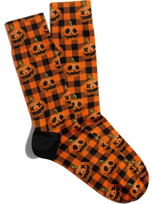 Eğlenceli Çorap Unisex Ekose Halloween Desen Baskılı Çorap