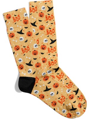 Eğlenceli Çorap  Unisex Boo Skull Hllween Bandana Desen Baskılı Çorap