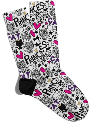 Eğlenceli Çorap Unisex  Meeow Princess Baskılı Çorap