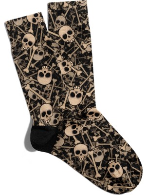 Eğlenceli Çorap Unisex Bones Skull Desen Baskılı Çorap