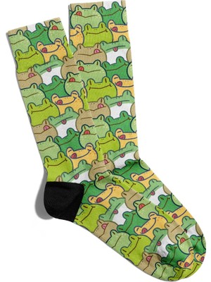 Eğlenceli Çorap Unisex Dilli Kurbağa Popart Baskılı Çorap