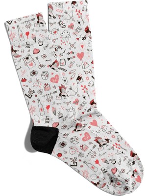 Eğlenceli Çorap Unisex Love Oxoxo  Bird Desen Baskılı Çorap