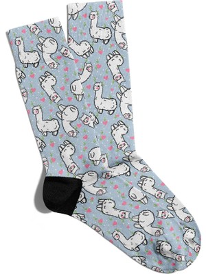 Eğlenceli Çorap Unisex Gri Animal  Baskılı Çorap