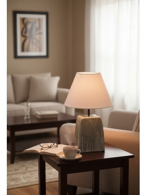 Seramik Hayalleri Dekoratif  Dikdörtgen Prizma  Seramik  Abajur  ABJ0032