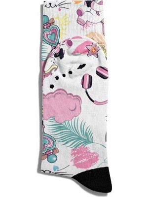 Eğlenceli Çorap Unisex  Cute Unicorn Baskılı Çorap