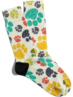 Eğlenceli Çorap Unisex  Sevimli Patiler Baskılı Çorap