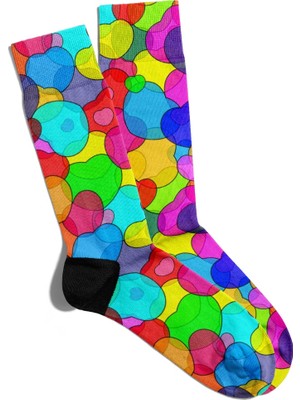 Eğlenceli Çorap Unisex  Renkli Kalp Balonlar Baskılı Çorap
