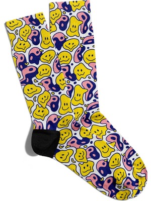 Eğlenceli Çorap Unisex  Renkli Emojiler Popart Baskılı Çorap