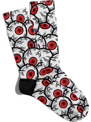 Eğlenceli Çorap Unisex Kırmızı Göz Rxz Baskılı Çorap