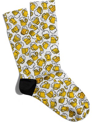 Eğlenceli Çorap Unisex Sarı Cheseee Desen Baskılı Çorap