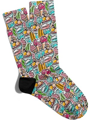 Eğlenceli Çorap Unisex Cute Sweet Popart Desen Baskılı Çorap