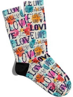 Eğlenceli Çorap Unisex  Cool Love Love Popart Baskılı Çorap