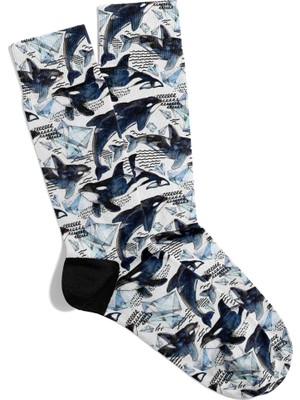 Eğlenceli Çorap Unisex Sevimli Balık Desen Baskılı Çorap