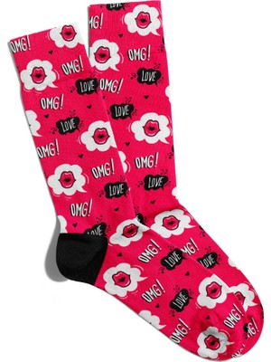 Eğlenceli Çorap Unisex Omg Love Baskılı Çorap