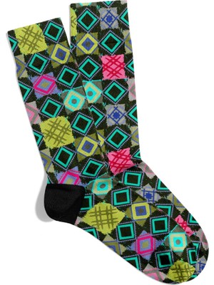 Eğlenceli Çorap Unisex Etnik Geometrik Desen Baskılı Çorap