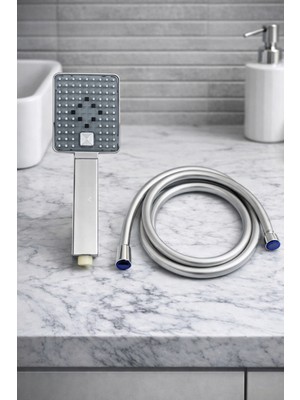 Ahlez Kamelya Tuşlu Duş Başlığı ve Pvc Duş Hortumu Duş Seti