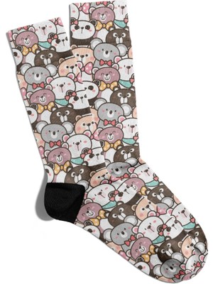Eğlenceli Çorap Unisex  Cute Teddy Bear Desen Baskılı Çorap