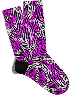 Eğlenceli Çorap Unisex  Zebra Motifli Baskılı Çorap