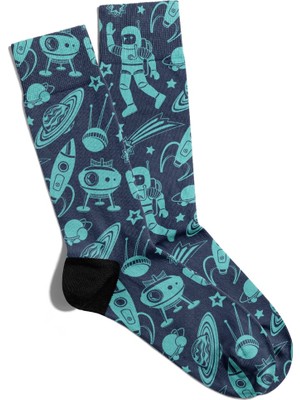 Eğlenceli Çorap Unisex  Space Uzay Desen Baskılı Çorap
