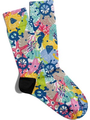 Eğlenceli Çorap Unisex  Sea Skull Xg2 Baskılı Çorap