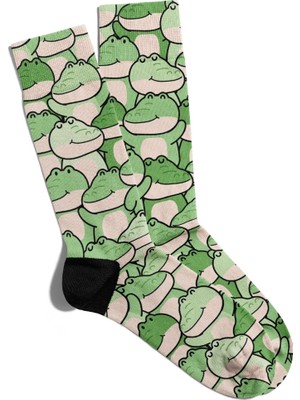 Eğlenceli Çorap Unisex Mutlu Timsahlar Baskılı Çorap