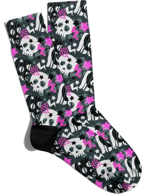 Eğlenceli Çorap Unisex  Dxt Skulll Baskılı Çorap
