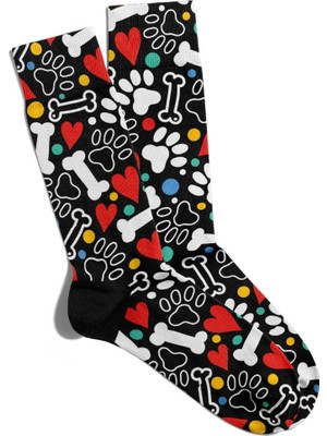 Eğlenceli Çorap Unisex I Love Pati  Kalp  Baskılı Çorap