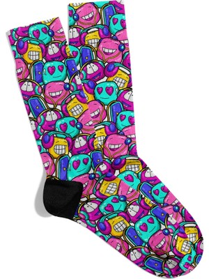 Eğlenceli Çorap Sevimli Music Love Popart Baskılı Çorap