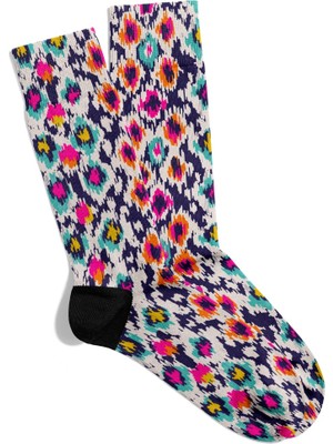 Eğlenceli Çorap  Unisex Leopar Renkli Desen Baskılı Çorap