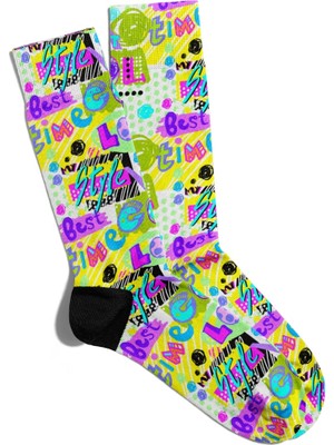 Eğlenceli Çorap Unisex Best Style Popart Baskılı Çorap