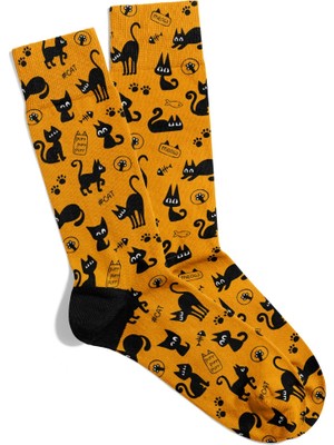 Eğlenceli Çorap  Unisex Puurr Puurr Cat Hllweens Desen Baskılı Çorap