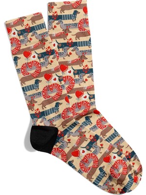 Eğlenceli Çorap  Unisex  Animal Love Valentines Baskılı Çorap