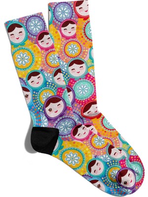 Eğlenceli Çorap Unisex Etnik Desen Baskılı Frd Çorap