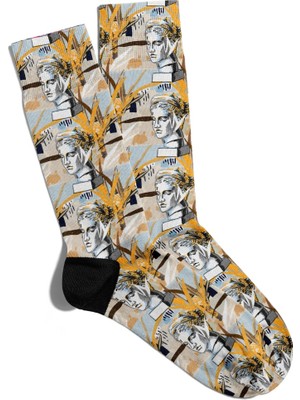 Eğlenceli Çorap Unisex  Heykel Mtl Popart Baskılı Çorap