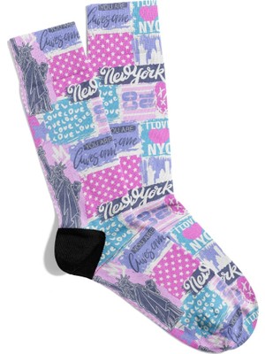 Eğlenceli Çorap  Unisex Ny Love You Are Desen Baskılı Çorap