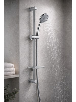 Ahlez Sürgülü Krom Yağmurlama Gediz 4 Fonksiyonlu Model Duş Seti