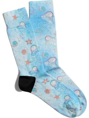 Eğlenceli Çorap Unisex  Deniz Teması Desen Baskılı Çorap
