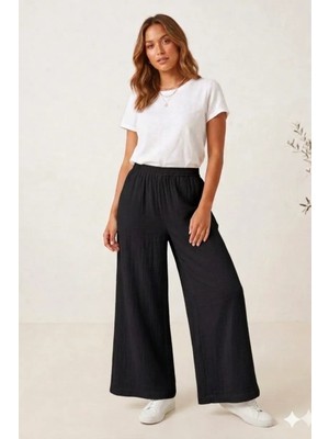 Müslin %100 Pamuk Cep Detaylı Pantolon