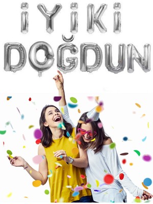 Feyza Design 40CM Gri Folyo Balon Doğum Günü Süs ve Malzemesi