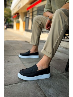 Roof Atelier Erkek Siyah Beyaz Loafer Ayakkabı - 421 - Cbt Bandera