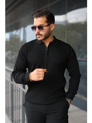 Moda Loris Erkek Selanik Örme Yakalı Uzun Kollu Triko