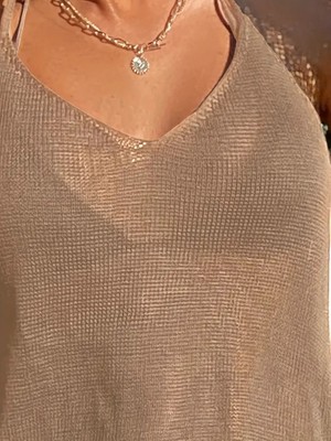 Pusula Sepeti Kadın Eteği Büzgü Detay Boyundan Bağlamalı Mini Triko Pareo