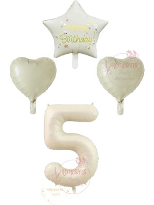 Feyza Design Yeşil Renk Rakam Happy Birthday Folyo Balon Seti Yaş 5