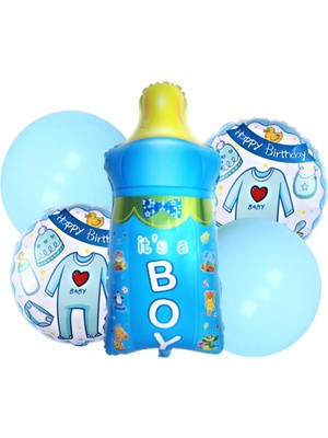 Feyza Design Mavi ve Pembe 5'li Folyo Balon Seti - Partiler Için Eğlence Malzemeleri