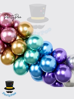 Feyza Design Metalik Renkli Balon Seti 30'lu Doğum Günü Partisi Malzemeleri
