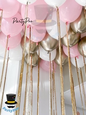 Feyza Design Pembe-Gold Renk Metalik Balon Seti 15'li
