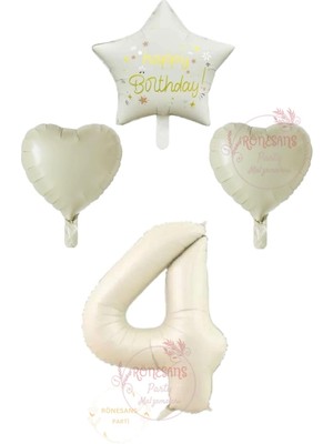 Feyza Design Yeşil Renk Rakam Happy Bırthday Yazılı Yıldız ve Kalpli Folyo Balon Seti