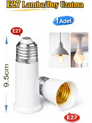 Vwin Lamba / E27 Duy Uzatıcı, Ampulü 9.5 cm Uzatır, E27 To E27, 1 Adet