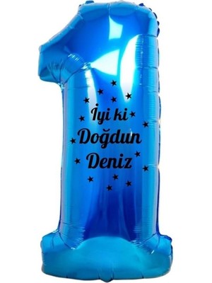 Feyza Design 34 Inç Mavi Renk Kişiye Özel Doğum Günü Yazılı Folyo Balon